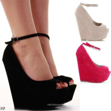 Zapatos de dama de cuña de tacón alto de moda clásica (H 62)